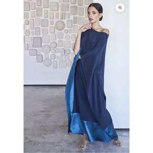 NWOT Ocean + Main Navy and Teal Boatneck Silk Caftan L/XL